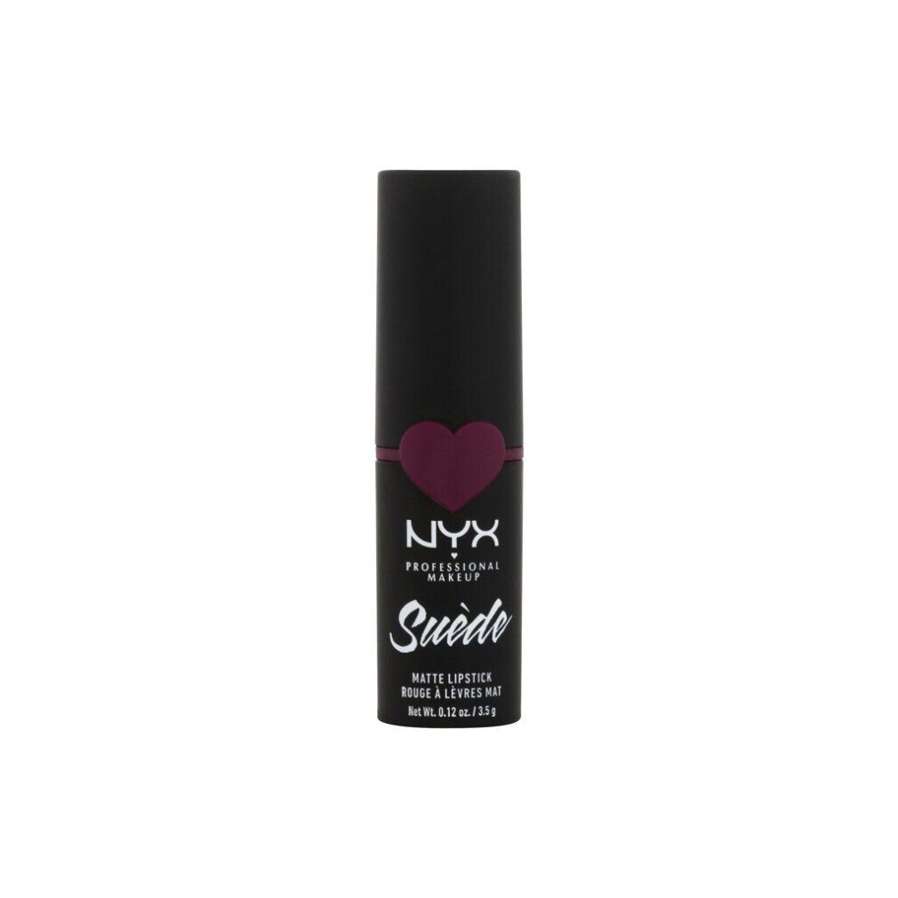 NYX Suede Matte Lipstick color Copenhagen. Tonalità viola-rosa, finitura opaca.