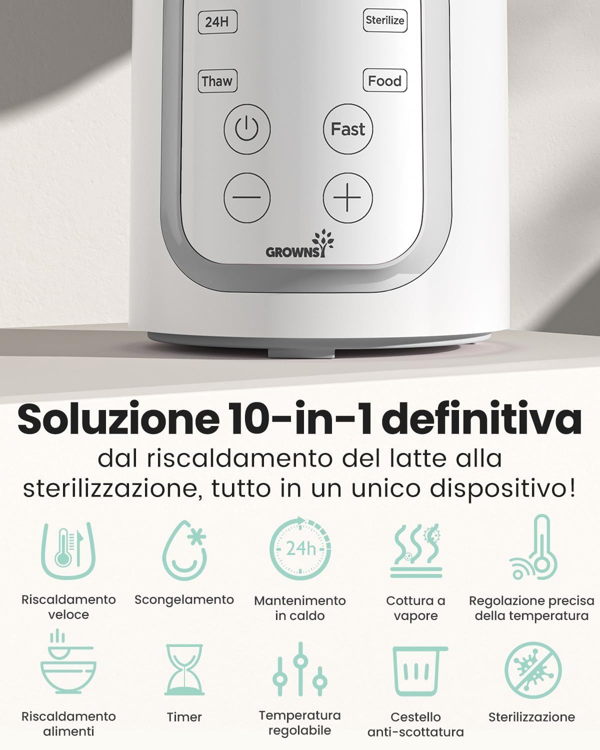 Scaldabiberon per bambini 10 in 1 Grownsy
