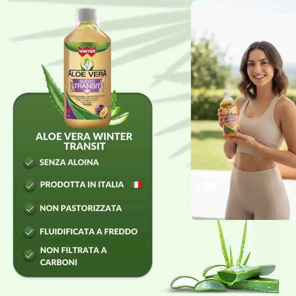 Winter Aloe Vera da Bere Transit con Psillio e Prugna – Succo Naturale Senza Aloina