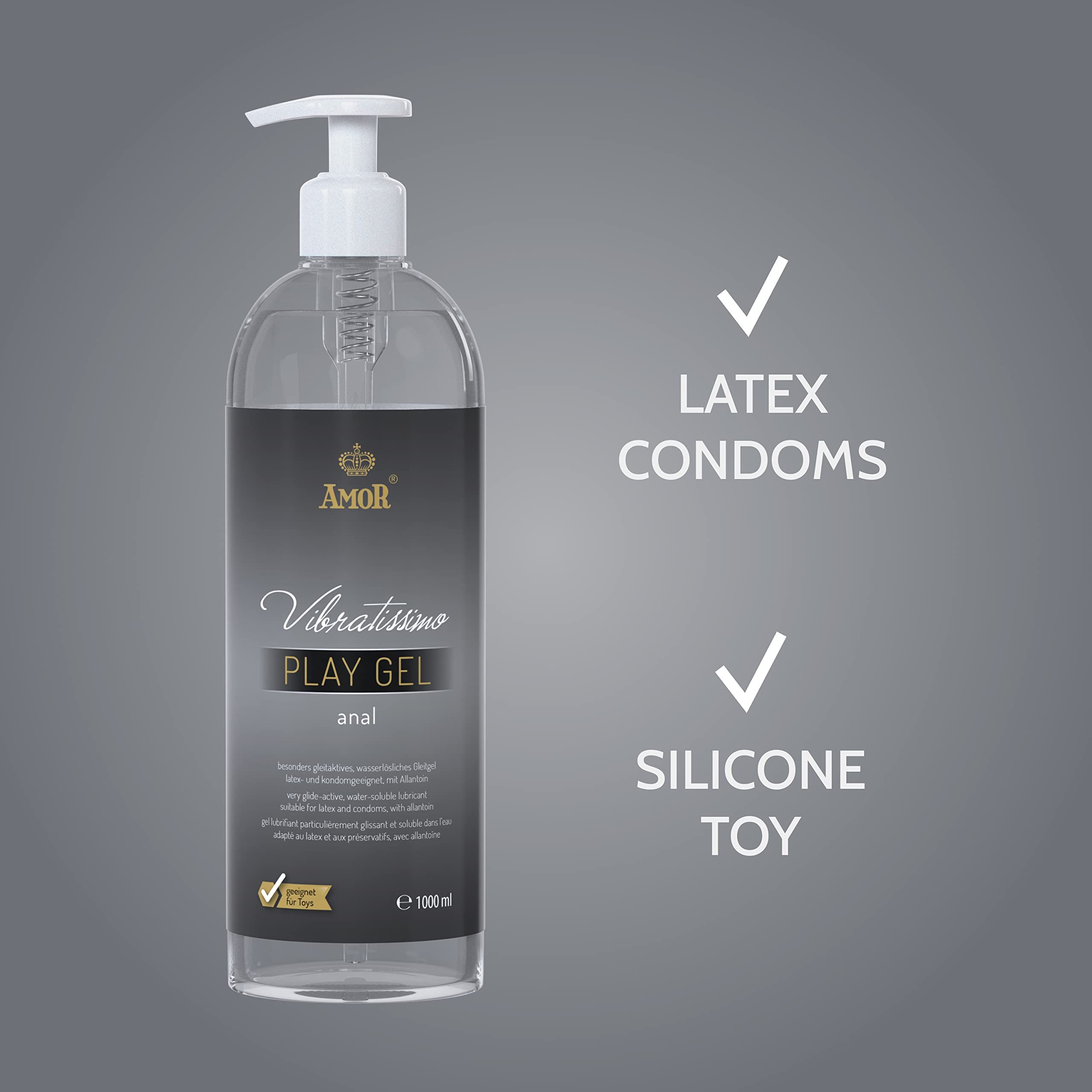 Flacone di Vibratissimo Play Gel Anal con dispenser. Compatibile con preservativi in lattice e giocattoli in silicone.