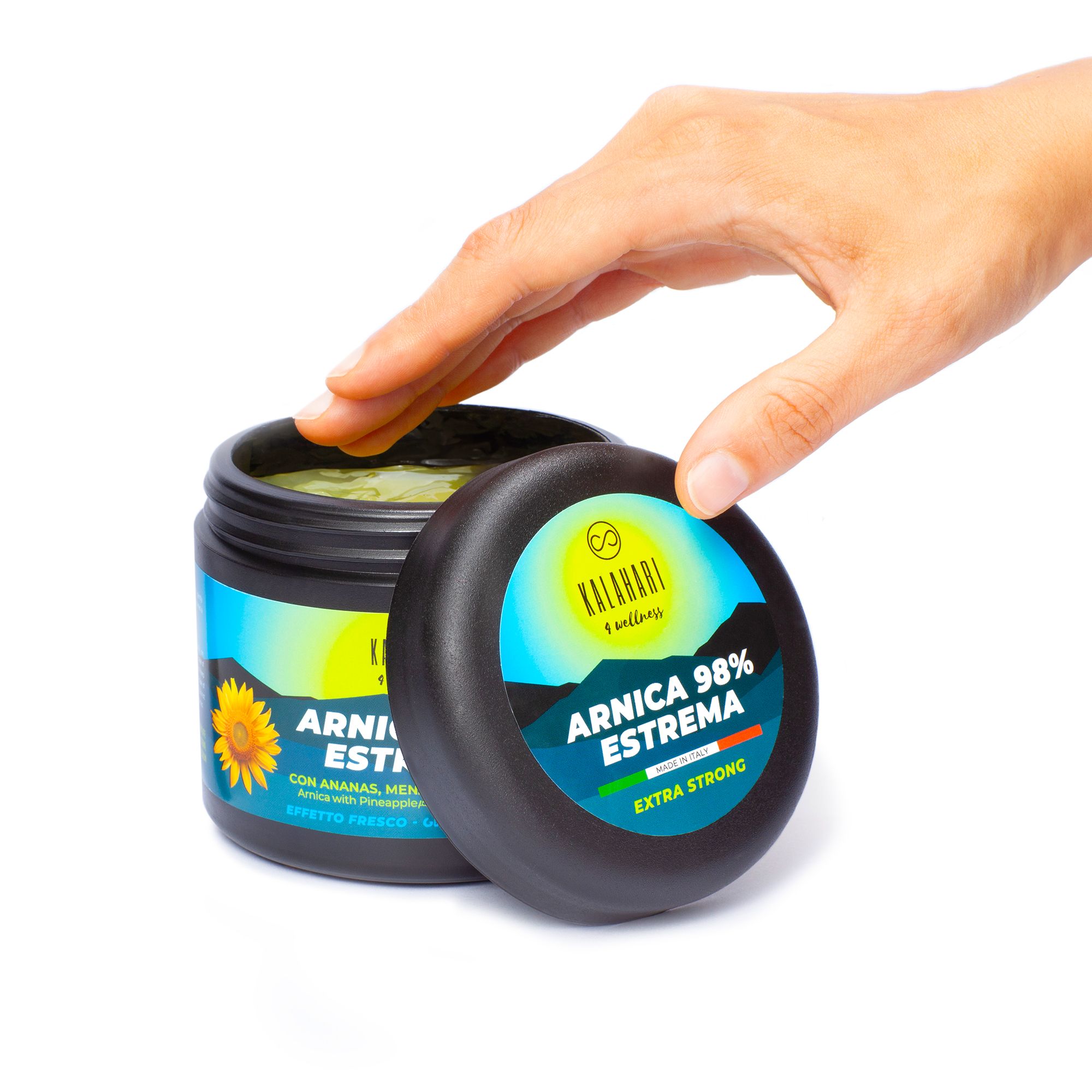 Vasetto KALAHARI Arnica 98% ESTREMA, con ananas, menta e foglie di eucalipto.