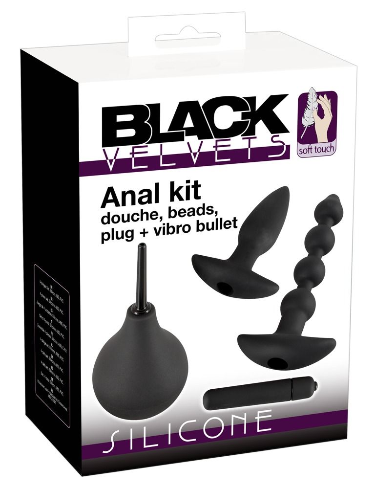 Doccia nera in silicone con manico lungo.