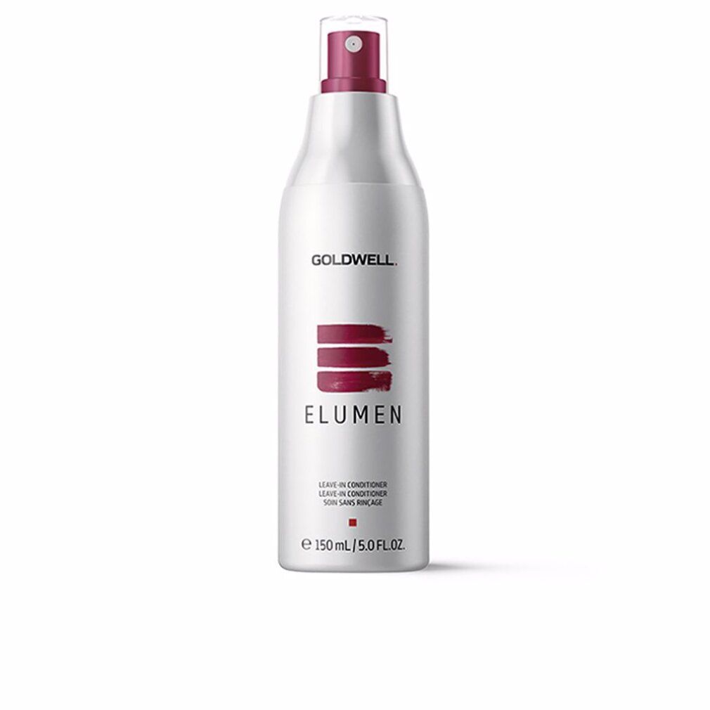 Flacone spray bianco con erogatore rosso. Scritta: Goldwell, Elumen. Testo: Leave-in Conditioner. Volume: 150 ml.