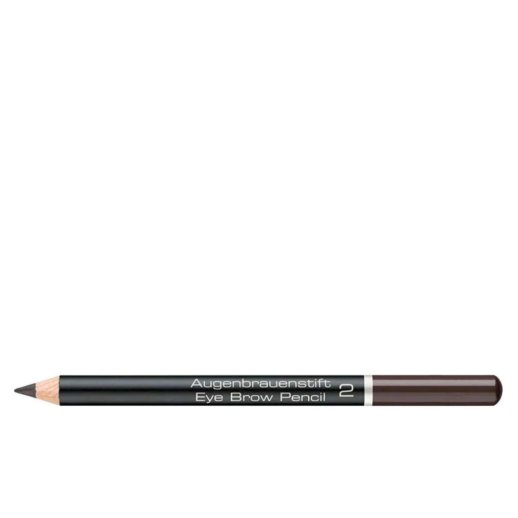 Matita per sopracciglia 2 marrone intenso. Matita marrone scuro con fusto nero. Scritta: Augenbrauenstift, Eye Brow Pencil.
