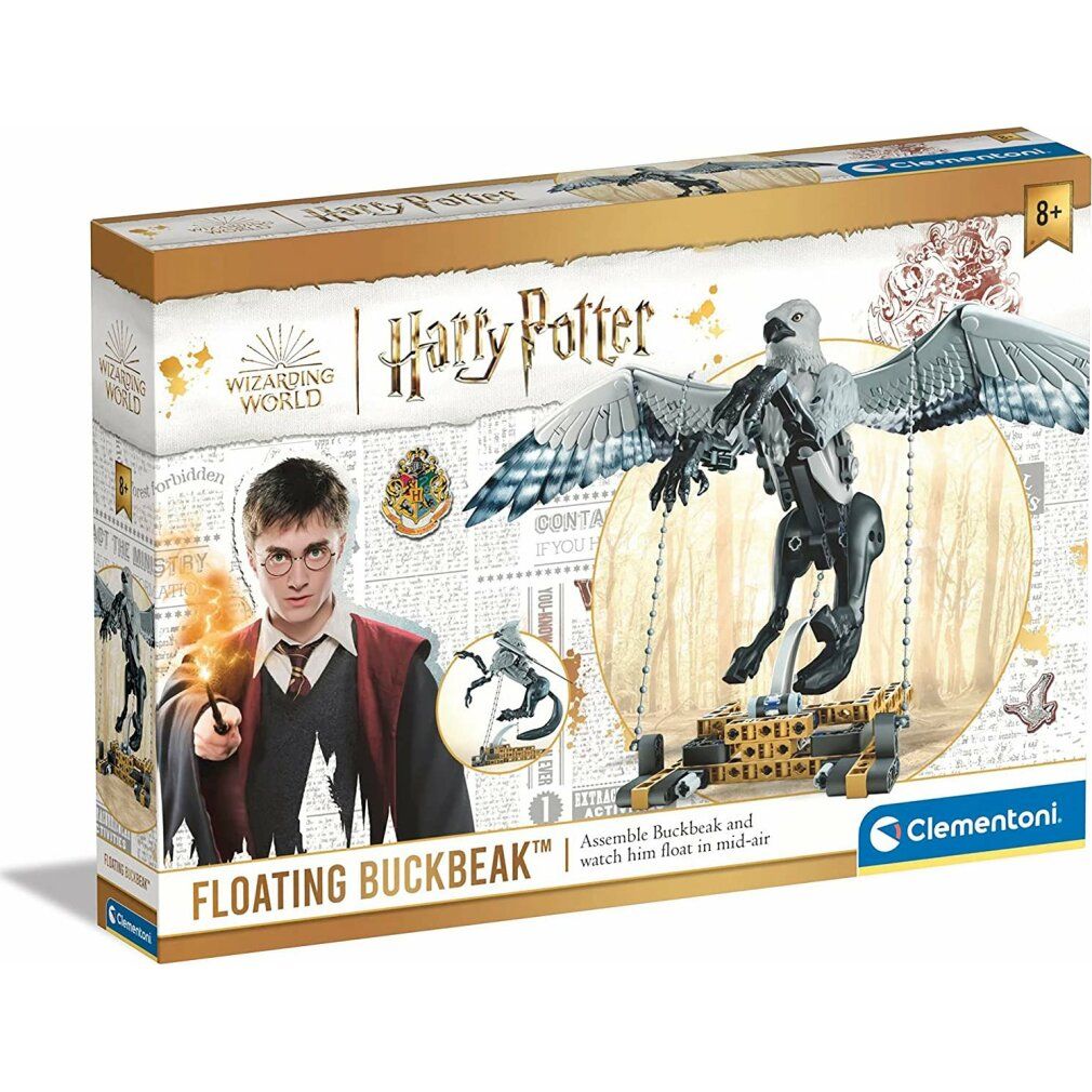 Confezione gioco Harry Potter. Scritta: Floating Buckbeak. Immagine di Harry Potter e modello di Buckbeak.