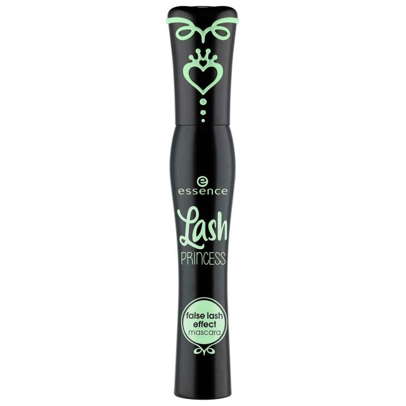 Mascara Essence Lash Princess in confezione nera con accenti verde menta e motivo principessa.