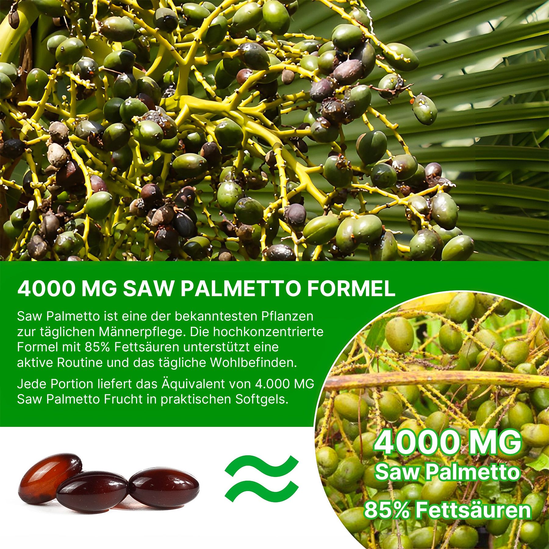Acentiallabs Capsule molli ad alto dosaggio di estratto di Serenoa repens e olio di semi di zucca
