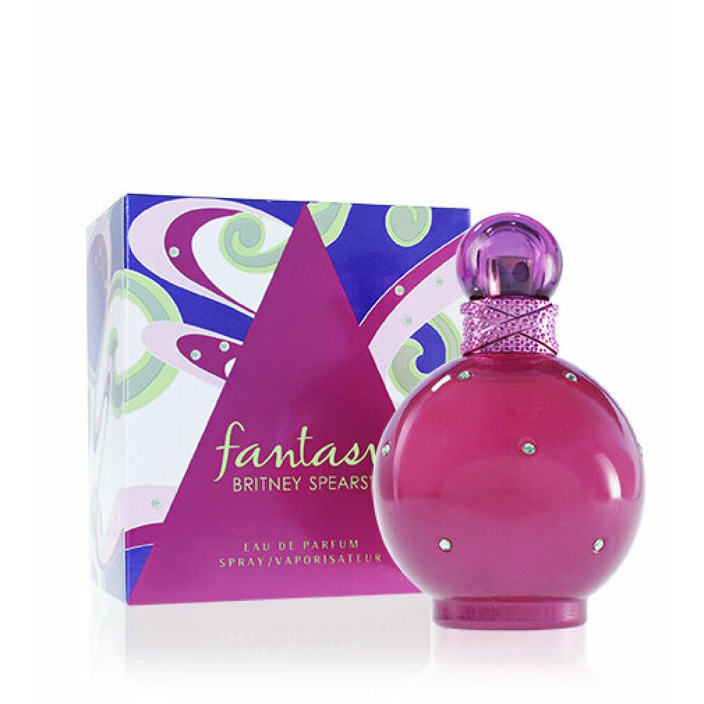 Flacone rosa con tappo rosa e strass. Accanto, una scatola con il nome del prodotto.