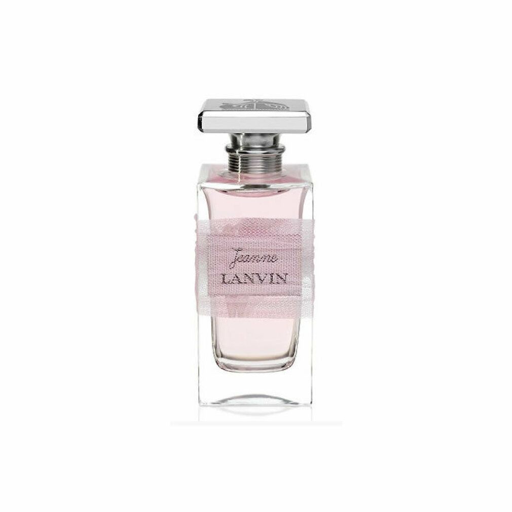 Flacone di profumo. Flacone rettangolare con tappo argentato. Liquido rosa. Nastro con logo.