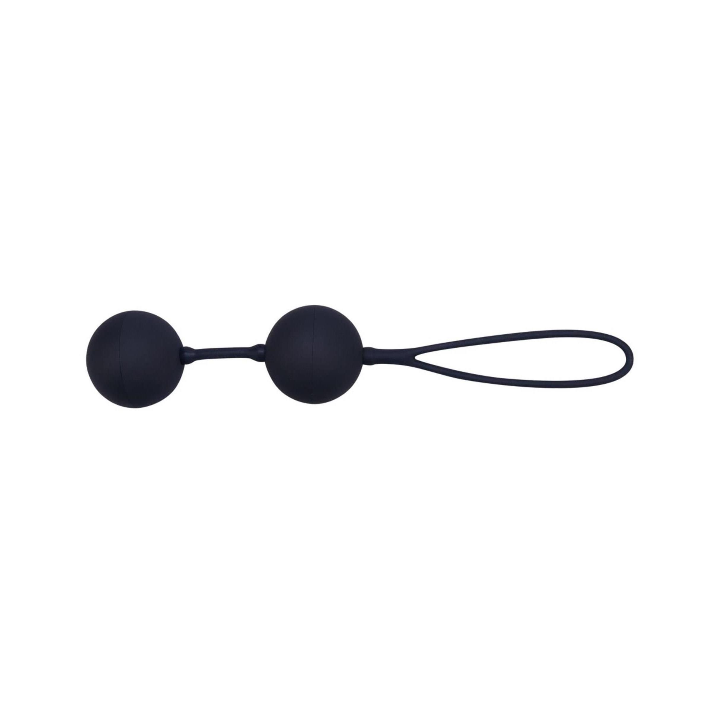 Due sfere nere collegate da un connettore e un anello. Prodotto in silicone.