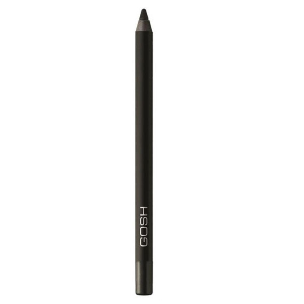 Gosh Velvet Touch Waterproof Eyeliner nero. Matita kohl nera con logo argentato.