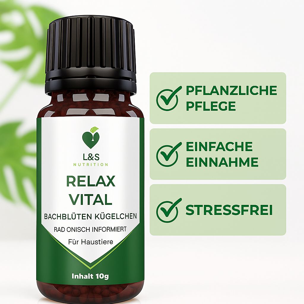 Flacone di vetro marrone con tappo nero. Etichetta con logo e nome del prodotto. Tre caselle verdi con testo.