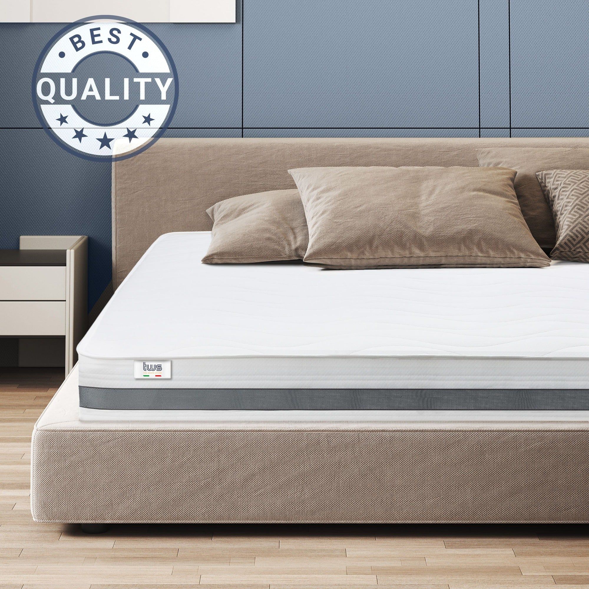 The White Stone Materasso a Una Piazza e Mezza 120x190 cm in Memory Antibatterico | Altezza 20 cm