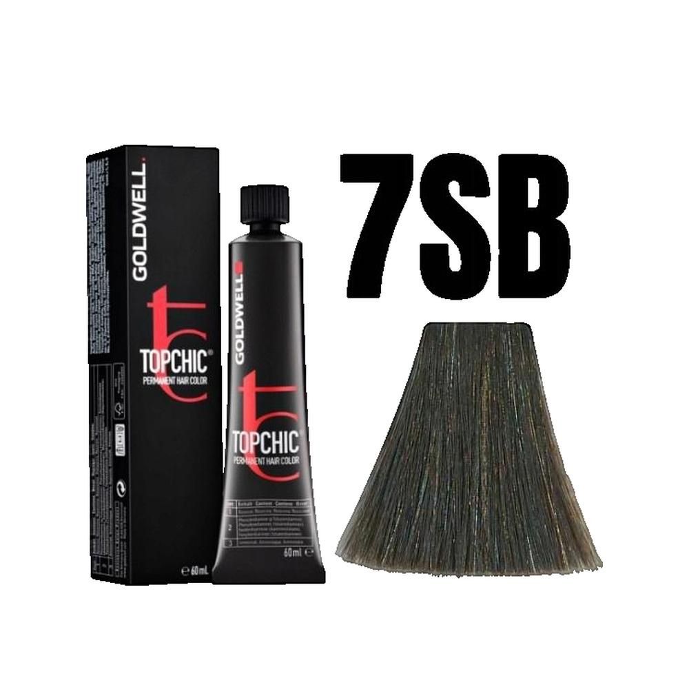 Goldwell Topchic colorazione, tubo e confezione. Tonalità 7SB. Campione colore triangolare.