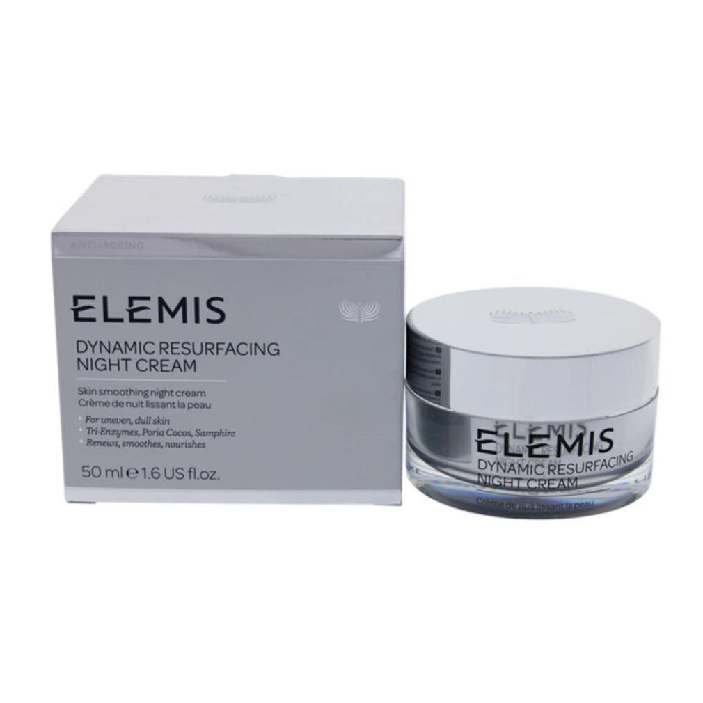 Confezione e vasetto. Scritta: Elemis Dynamic Resurfacing Night Cream. Sulla confezione: 50 ml.