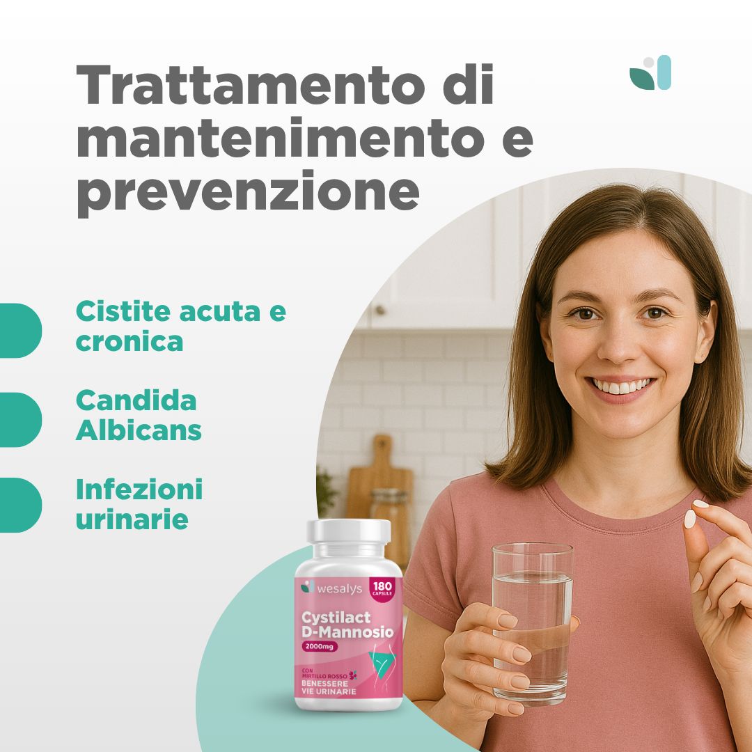 WESALYS® CYSTILACT D-Mannosio - Integratore cistite con D-mannosio per il Benessere Vie Urinarie