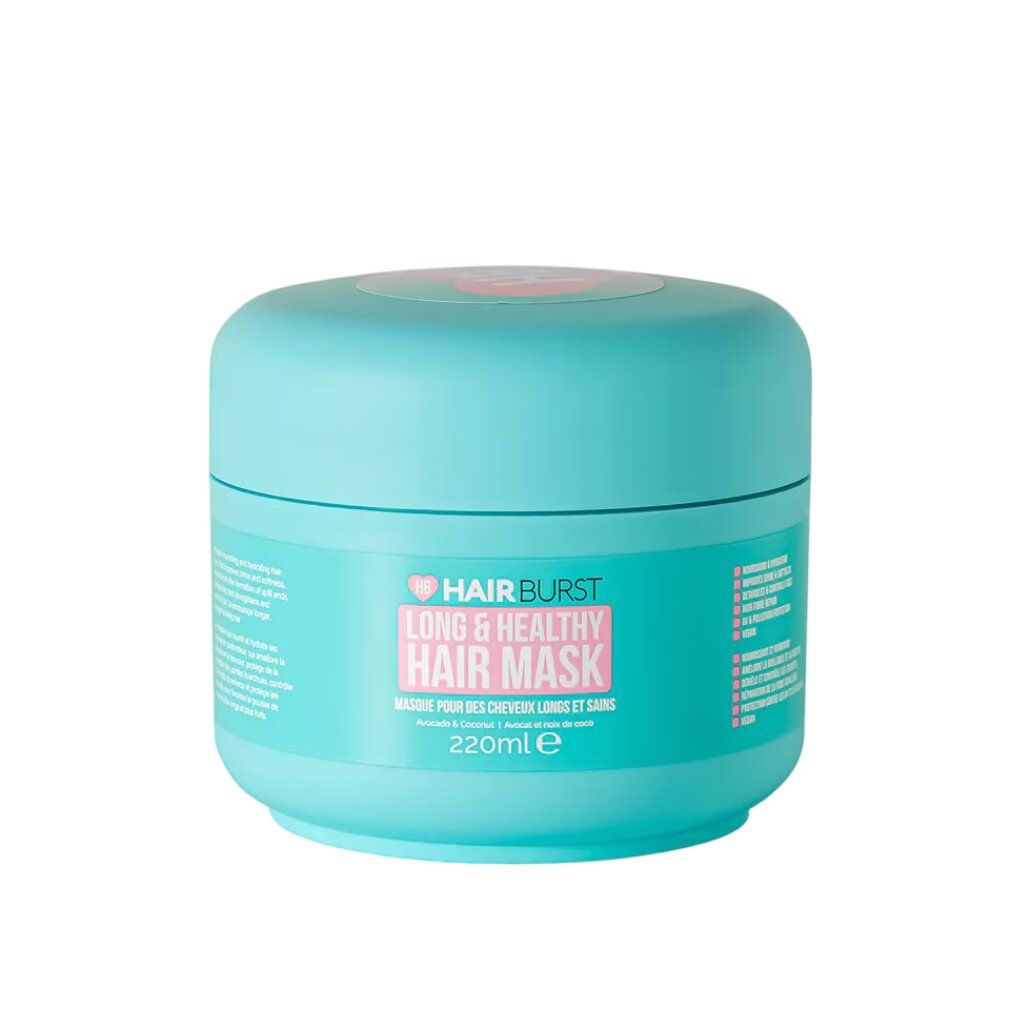 Contenitore turchese per maschera per capelli "Hairburst Long & Healthy Hair Mask", 220ml.