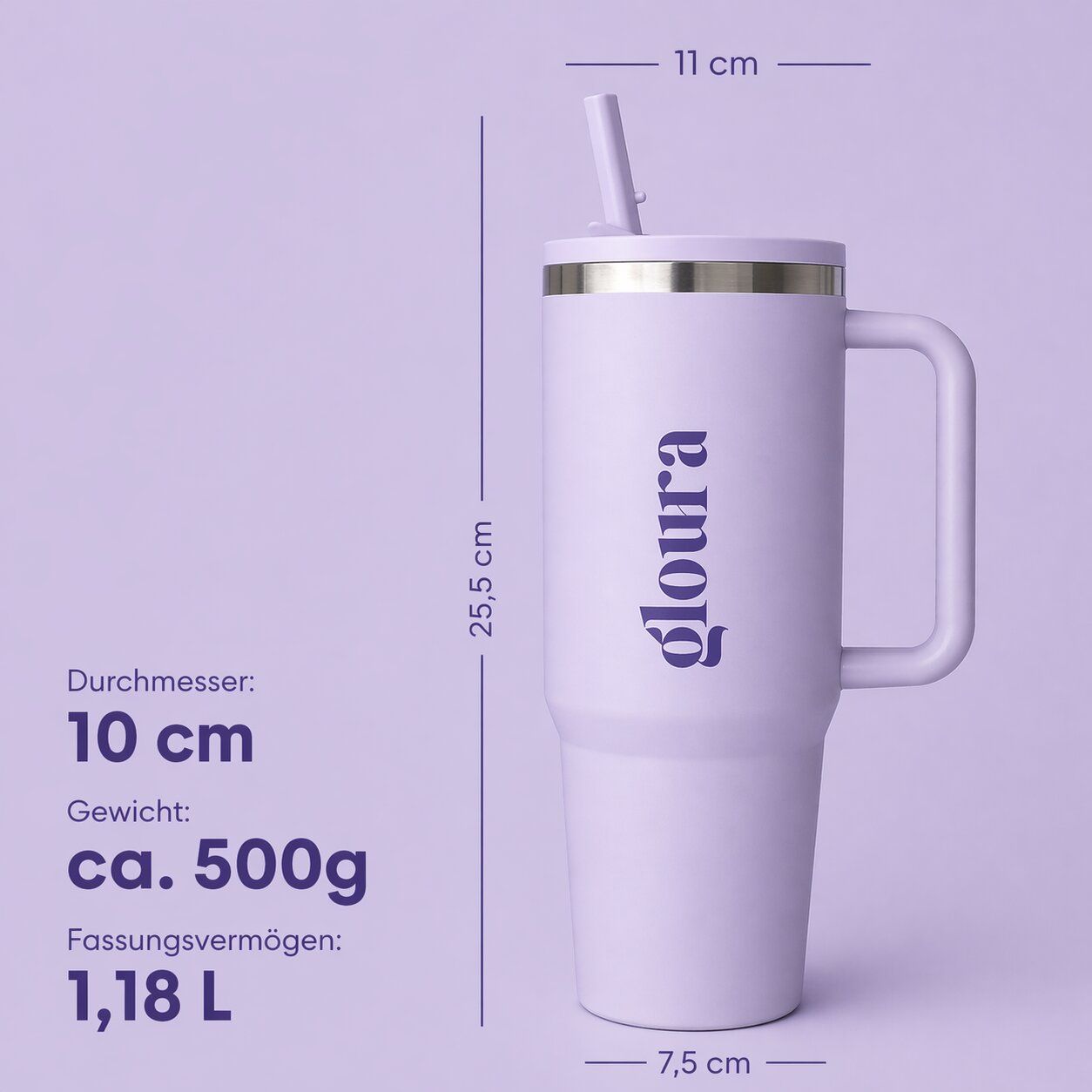 Gloura tazza termica, borraccia in acciaio inox, per bevande calde e fredde, sport e quotidiano