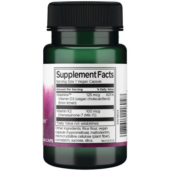 Retro di flacone verde con tappo nero. Etichetta con informazioni nutrizionali e ingredienti.