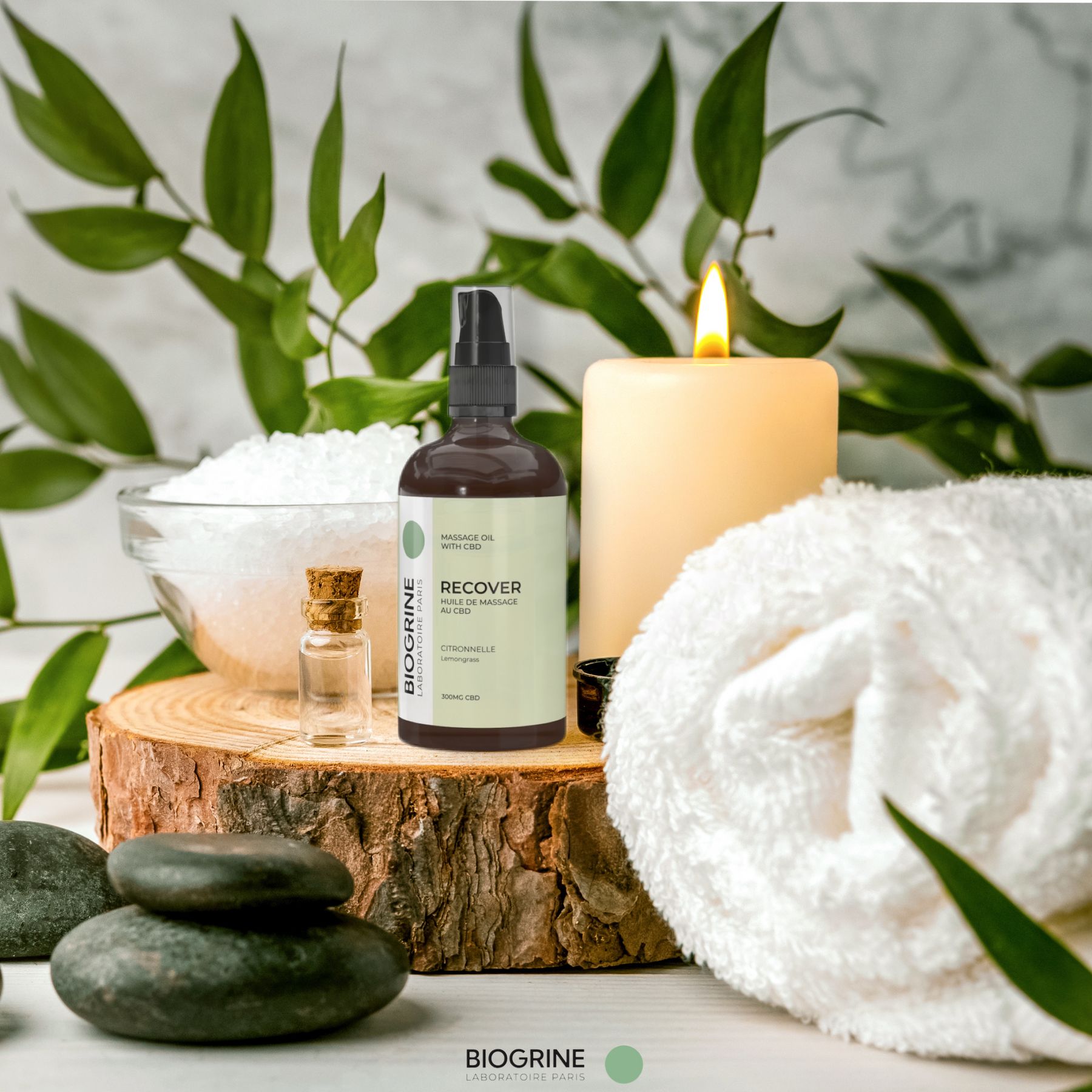 BIOGRINE Olio da massaggio "RECOVER" – CBD e citronella