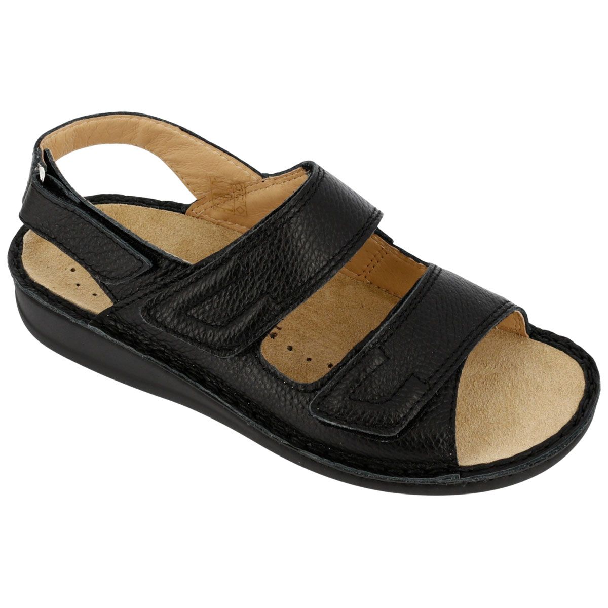 Hergos H441 - Sandalo uomo in pelle super morbida con plantare estraibile, chiusura in velcro