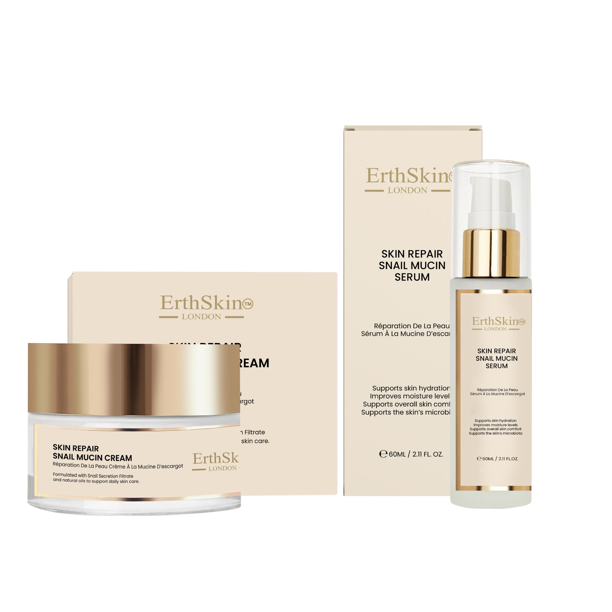 ErthSkin London Crema riparatrice alla bava di lumaca + siero alla bava di lumaca