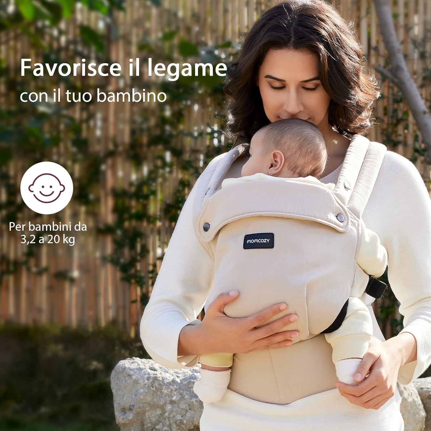 Momcozy Marsupio per Bambini Leggero e Traspirante Khaki