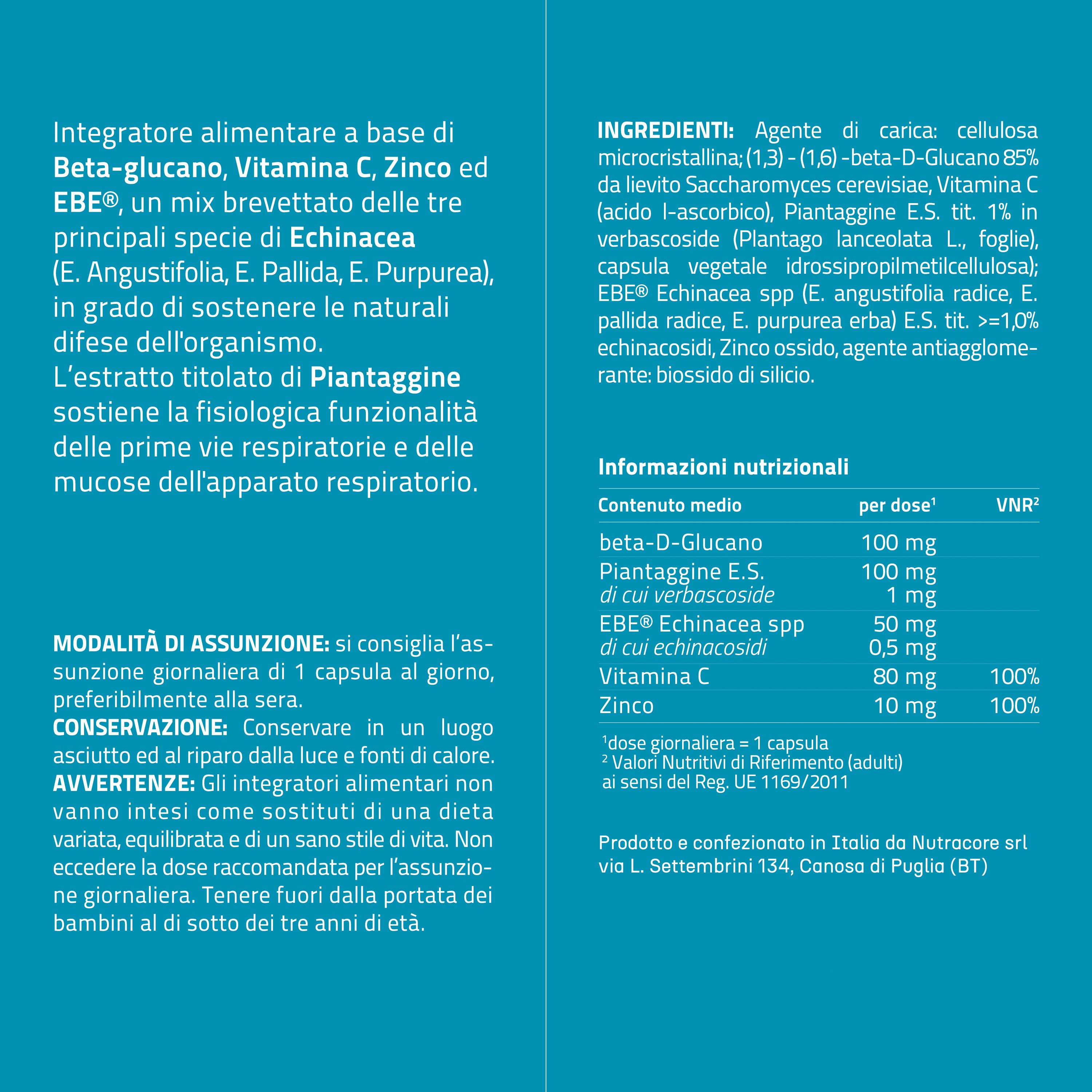 NURE Respir Defence 30 cps da 600 mg | Integratore per il sistema respiratorio e sistema immunitario