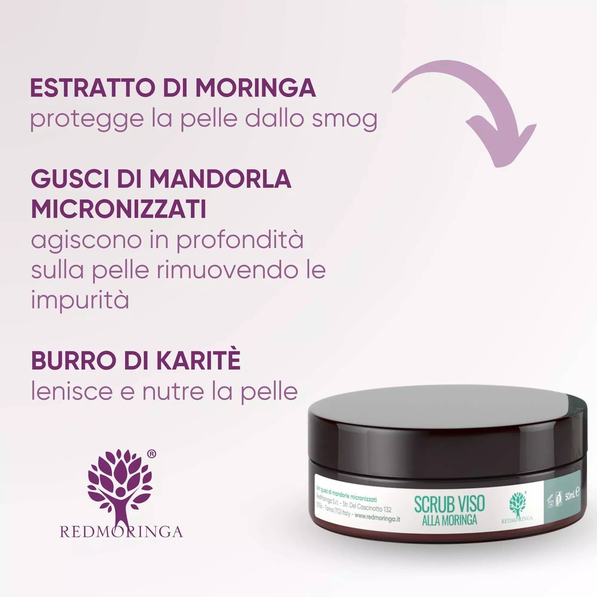 RedMoringa Scrub Viso Naturale – Esfoliante Delicato e Illuminante