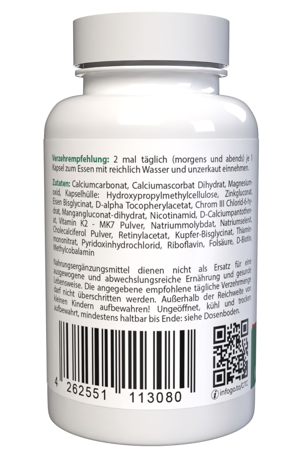 Flacone di integratori alimentari 'GLUCO TONIC', 60 capsule, 57g. Con simbolo di cuore e ECG.