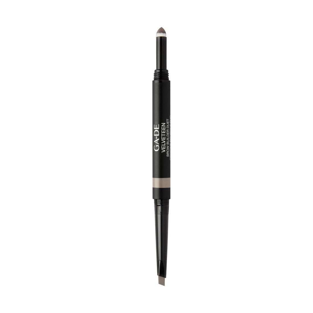 Matita doppia. Nera, con estremità marrone chiaro. Scritta: GA-DE VELVETEEN BROW BUILDER DUET.