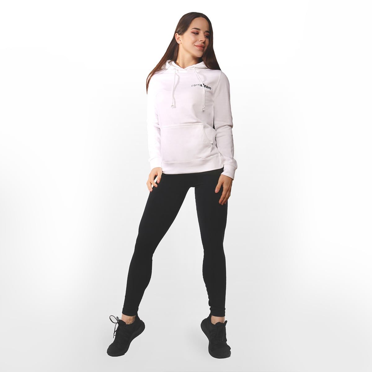 GymBeam Felpa donna PRO con cappuccio regular bianca
