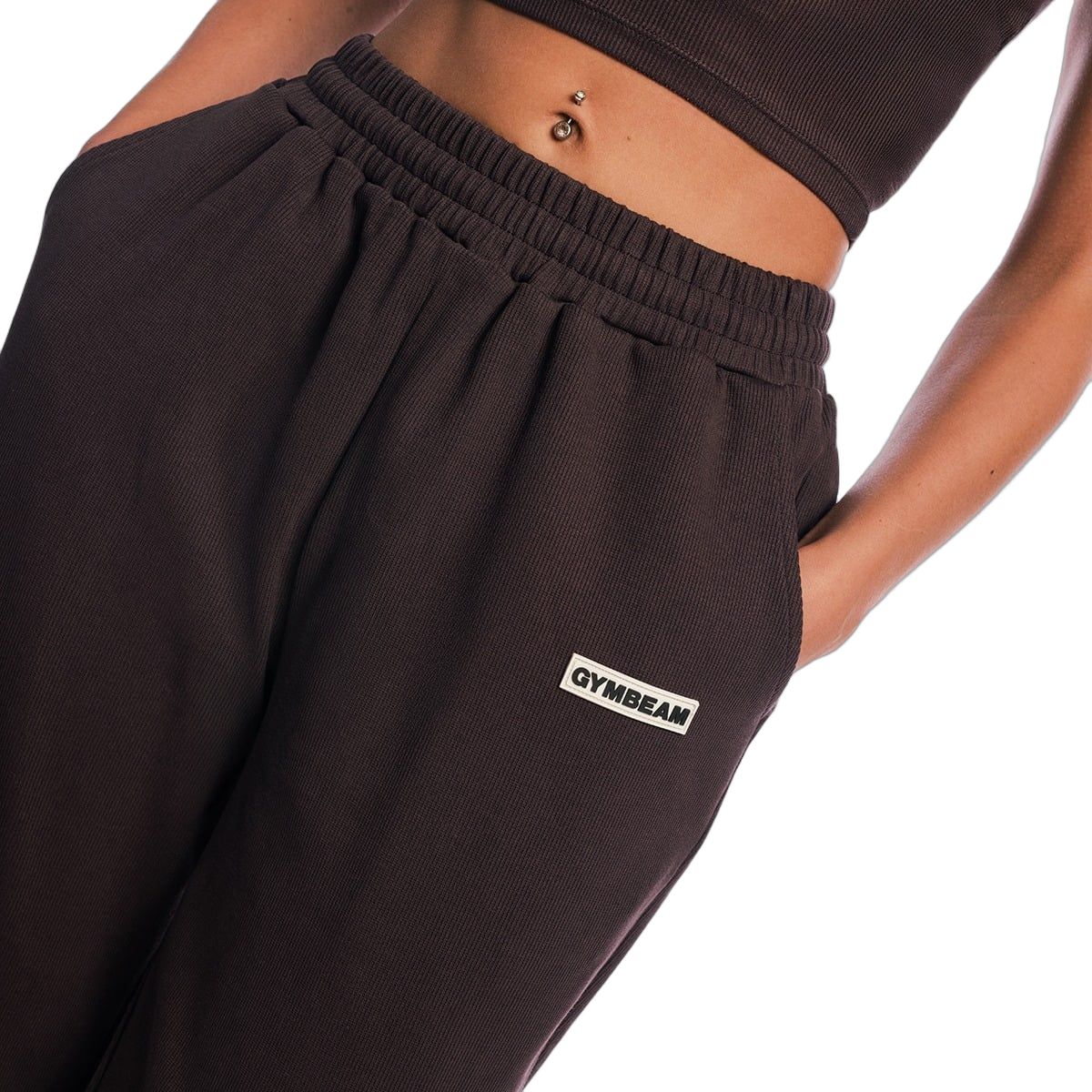 GymBeam Joggers donna Aura oversize a vita alta Tee Brown