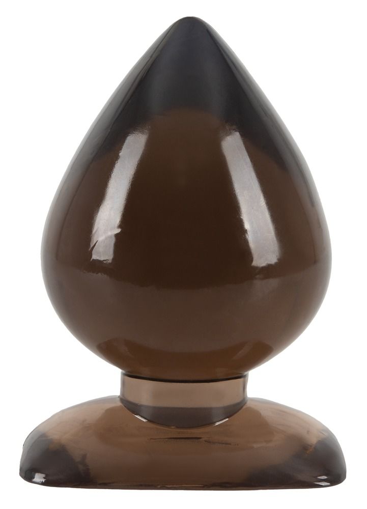 Anal plug a forma di goccia, marrone sfumato. Base e punta più scure. Superficie liscia. Con base ampia per una presa sicura.