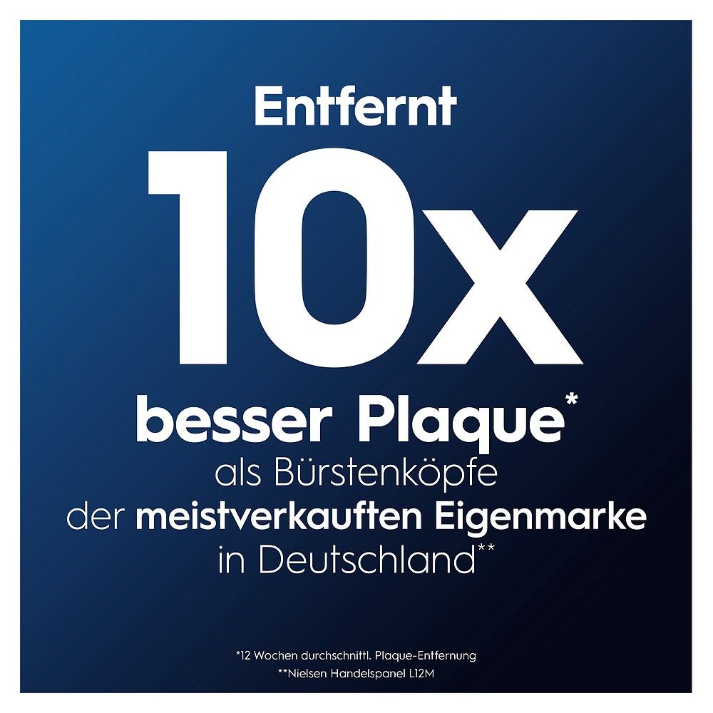 Rimuove 10 volte più placca rispetto alle testine delle marche commerciali più vendute in Germania.