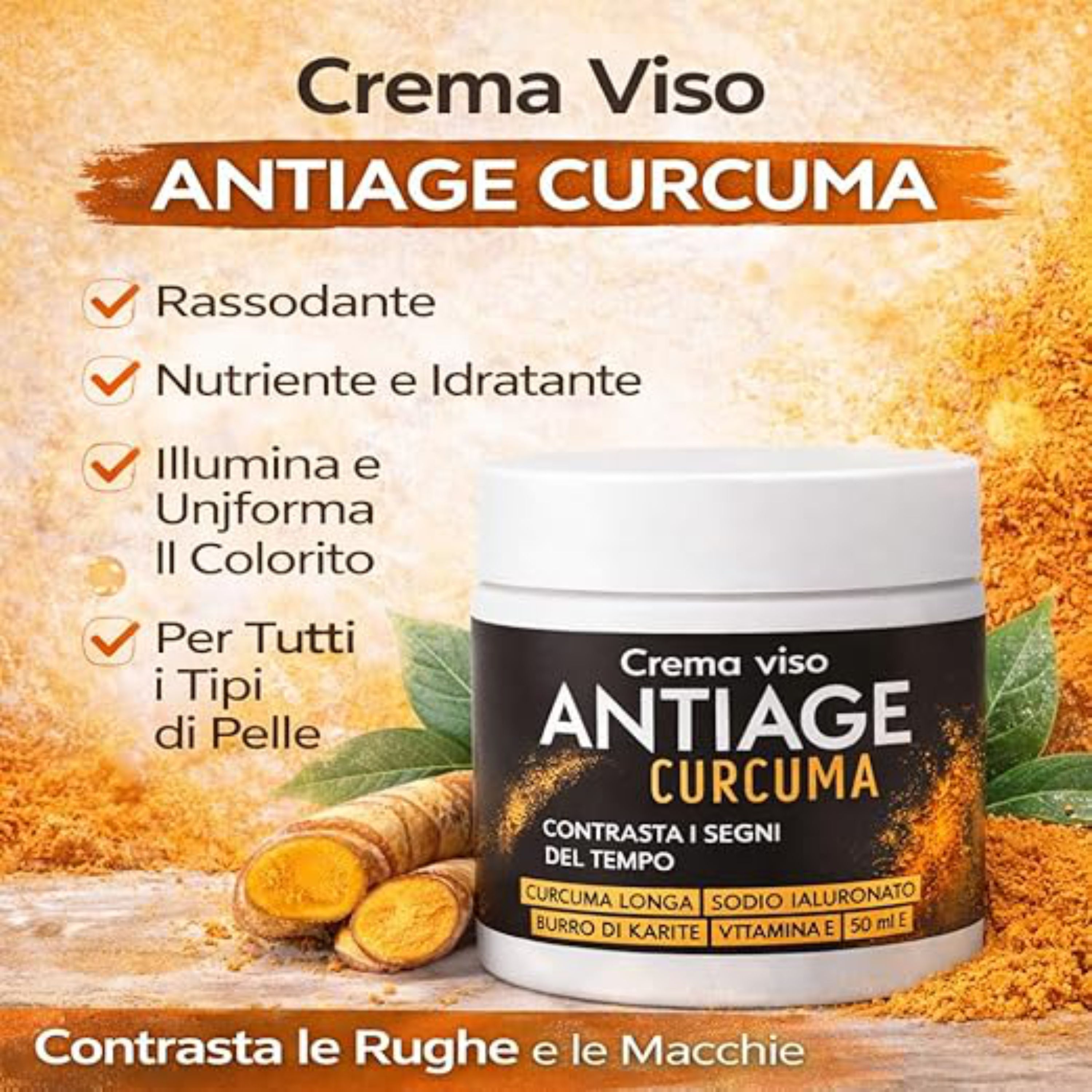 Aloha Labs Crema Viso Antiage Curcuma + Siero Viso Rivenera con Olio di Jojoba