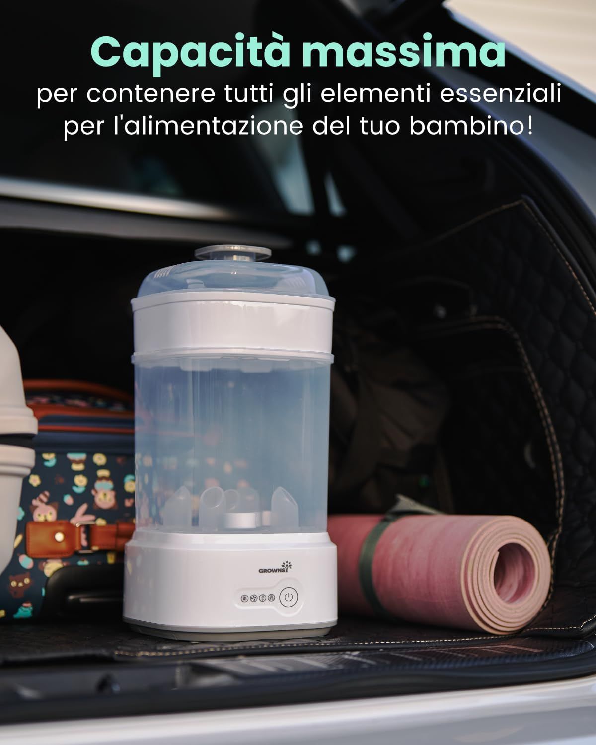 Sterilizzatore per biberon con funzione di asciugatura 5 in 1 Grownsy