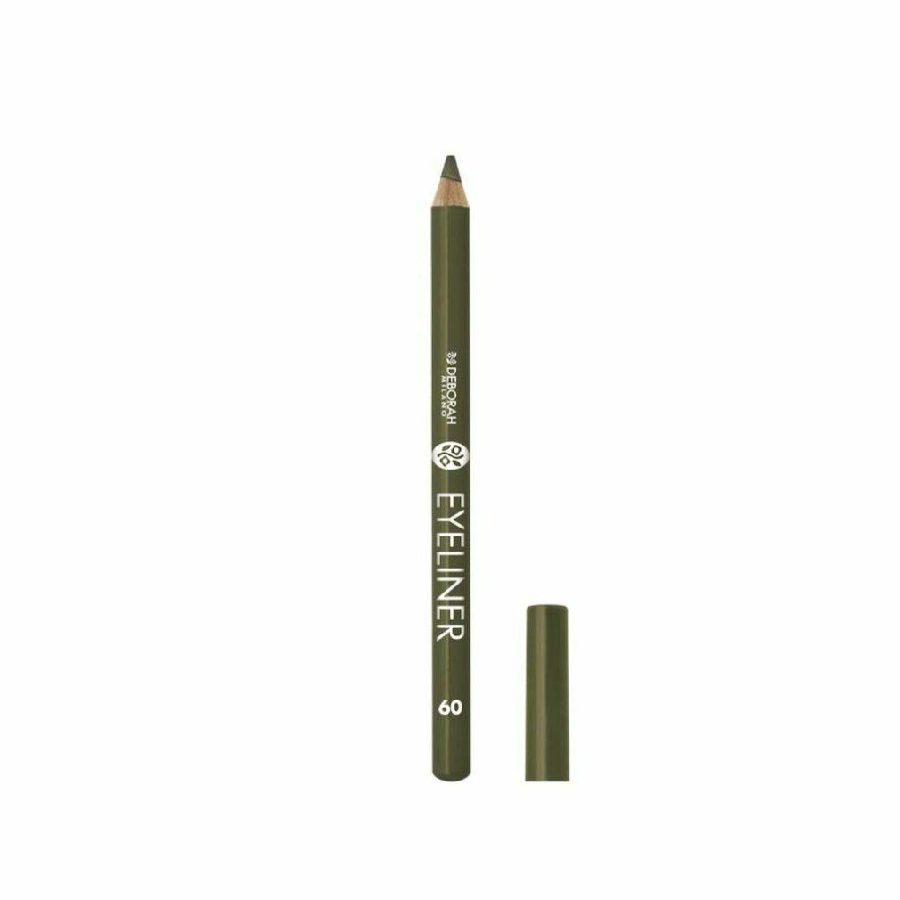 Matita eyeliner verde con cappuccio. Scritta: Eyeliner, 60. Marchio: Deborah Milano.