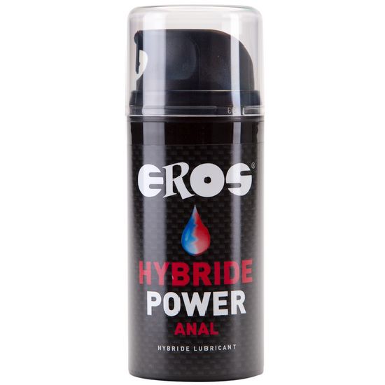 Flacone di lubrificante Eros Power Hybrid Anal con dispenser a pompa.