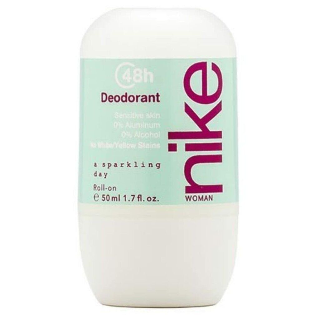 Deodorante roll-on Nike 48h da donna, 50ml. Per pelli sensibili, senza alluminio né alcol.