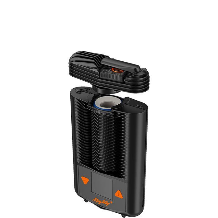 Vaporizzatore MIGHTY+ con modulo di raffreddamento aperto, che rivela la camera.