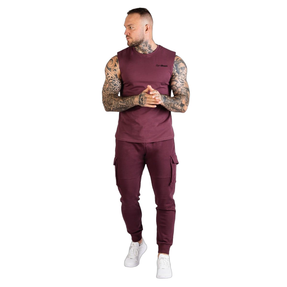GymBeam Canotta uomo TRN Eggplant regular in cotone, modal ed elastan