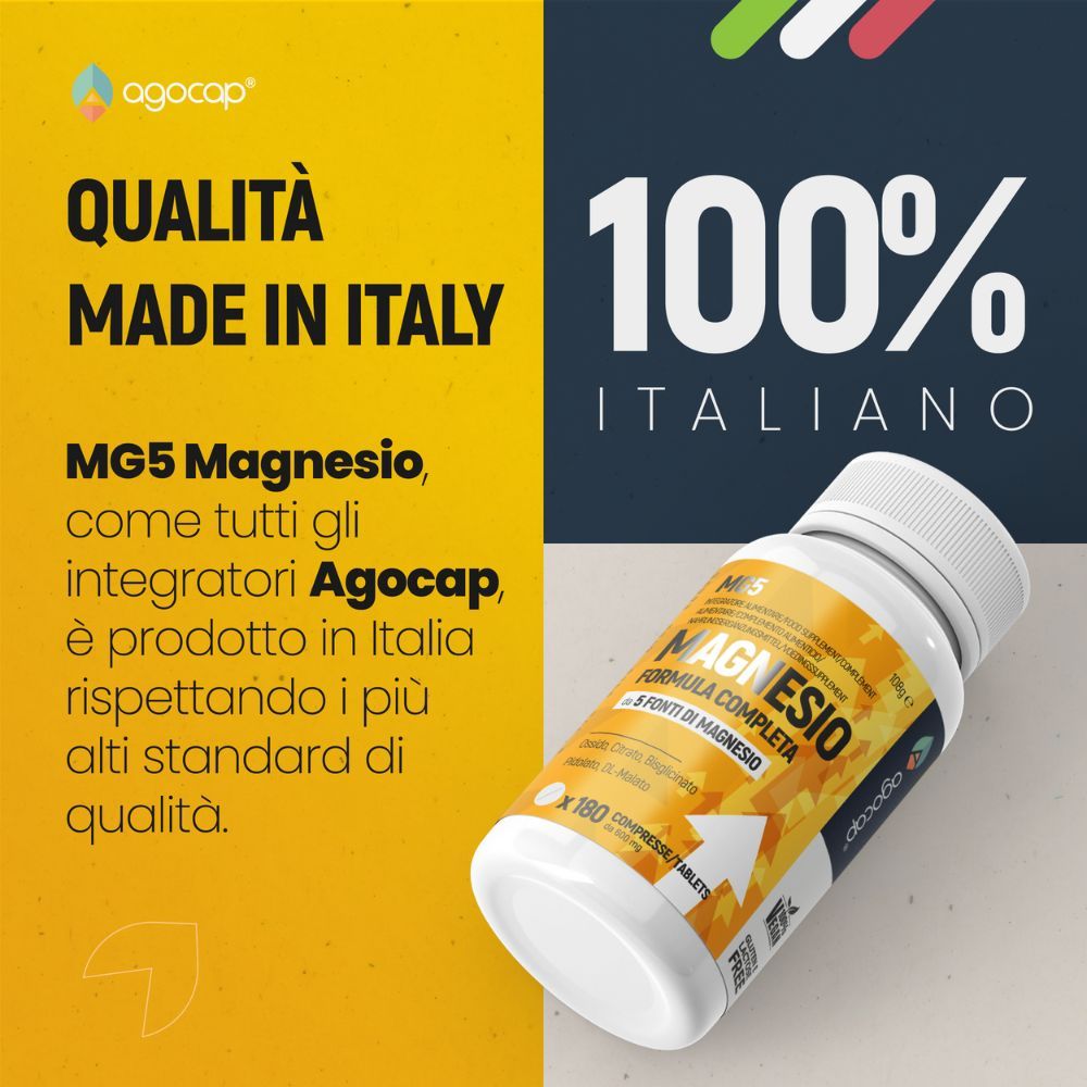 Magnesio da 5 fonti, integratore alimentare per energia e benessere muscolare