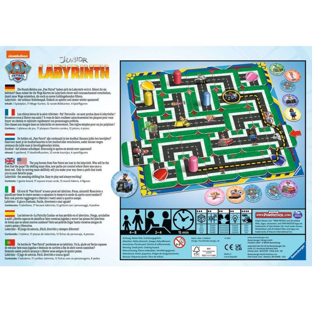 Ravensburger Paw Patrol Junior Labyrinth, gioco da tavolo