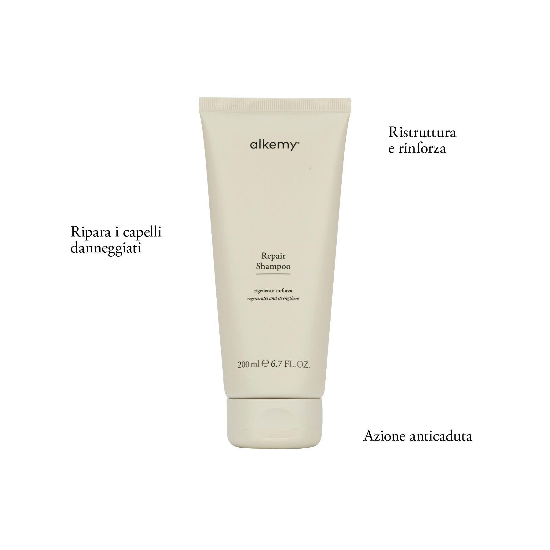 Alkemy Shampoo Ristrutturante Nutriente, Rinforza Capelli Secchi e Sfibrati