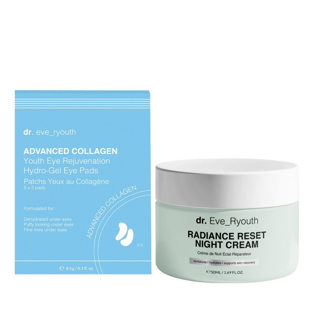 Crema notte Dr. Eve_Ryouth Radiance Reset e patch occhi Advanced Collagen.