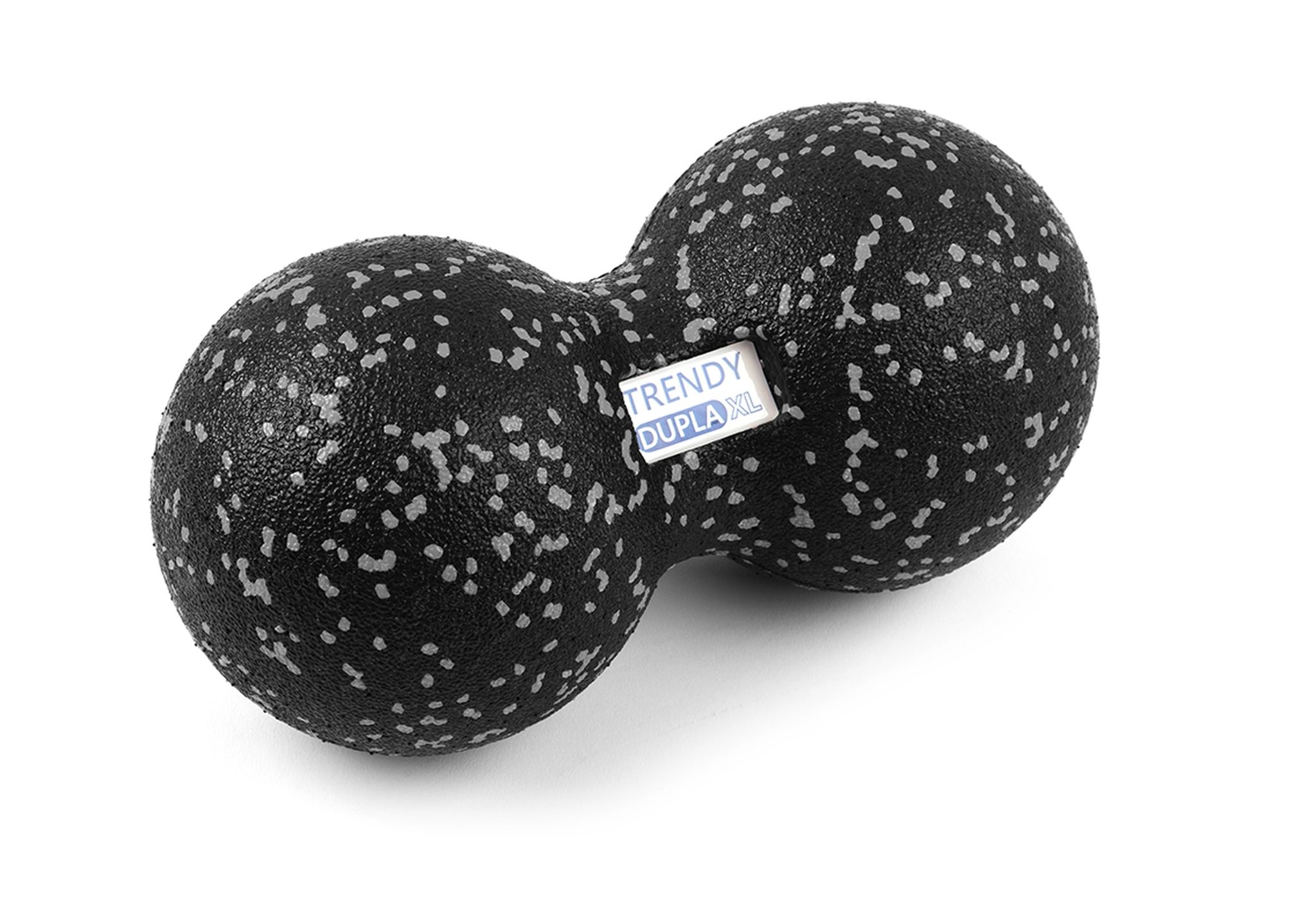 Pallina fascia nera con pois bianchi. Due sfere collegate. Etichetta "Trendy Dupla XL".