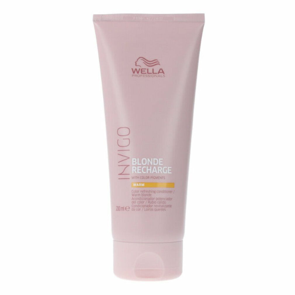 Tubo rosa Wella Invigo Blonde Recharge. Testo: Warm, 200ml.