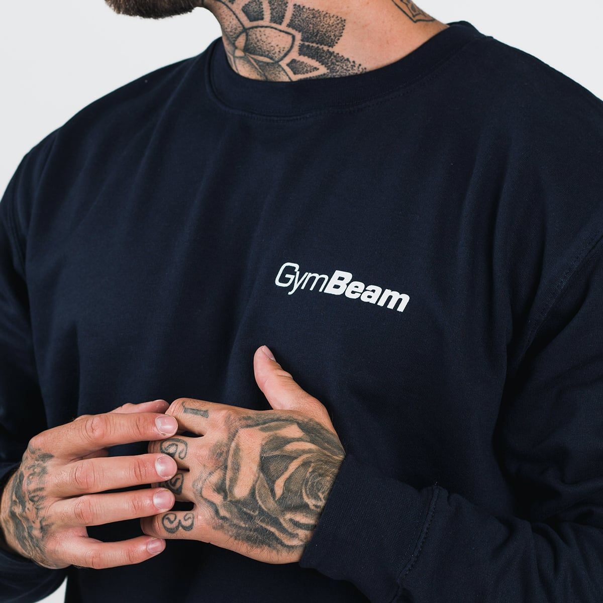 GymBeam Felpa uomo PRO senza cappuccio vestibilità morbida French Navy