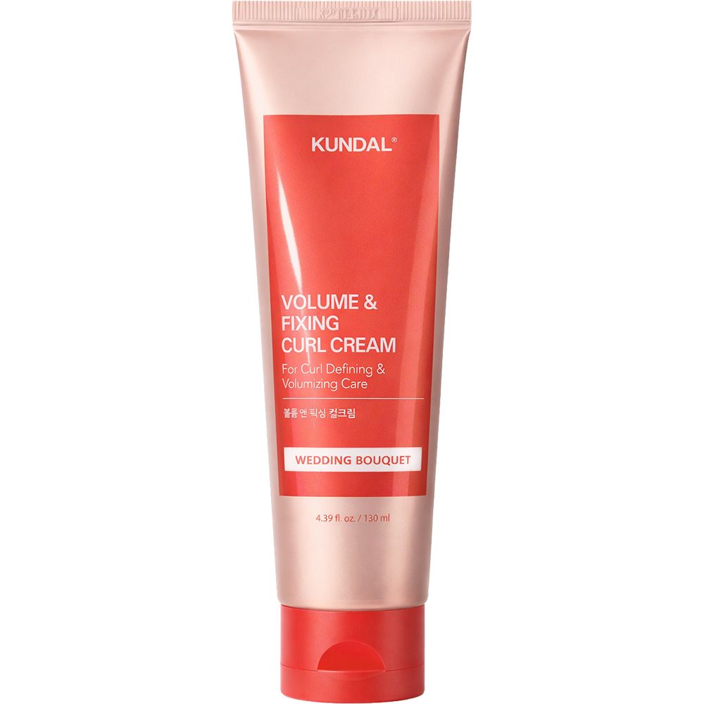 Crema KUNDAL Volume & Fixing Curl, Wedding Bouquet, in un tubo rosso.